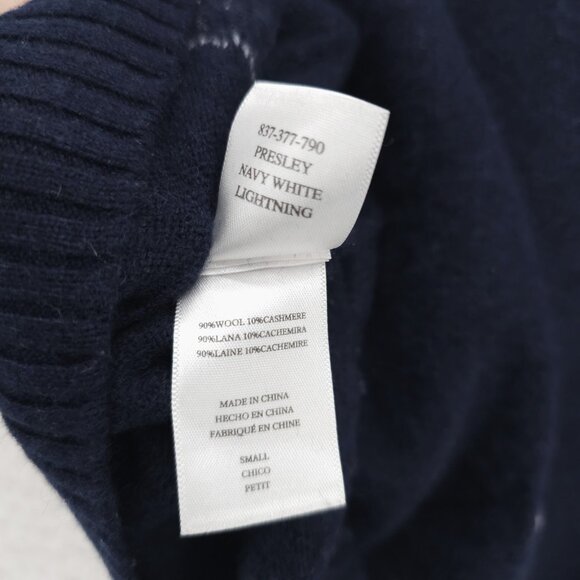 RAILS Presley Sweater Wool Cashmere Navy Blue White Lightning Bolt SMALL - Picture 6 of 6